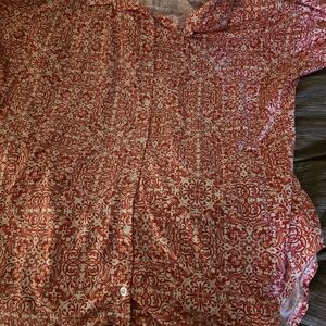LuLaRoe Charlie Red and Cream Patterned Top Size L